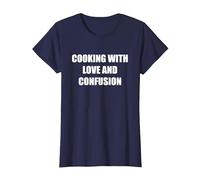 Cocinar con Amor y confusión Camiseta, Mujer, Azul Marino, L