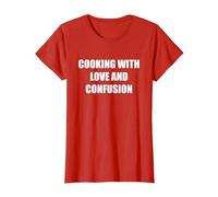 Cocinar con Amor y confusión Camiseta, Mujer, Rojo, L
