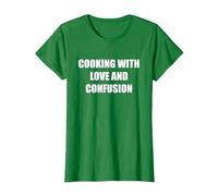 Cocinar con Amor y confusión Camiseta, Mujer, Verde Kelly, L