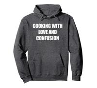 Cocinar con Amor y confusión Sudadera con Capucha, Unisex para Adultos, Jaspeado Oscuro, XL