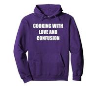 Cocinar con Amor y confusión Sudadera con Capucha, Unisex para Adultos, Morado, L