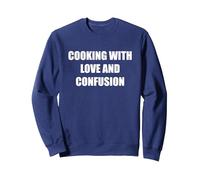Cocinar con Amor y confusión Sudadera, Unisex para Adultos, Azul Marino, XXL
