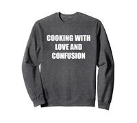 Cocinar con Amor y confusión Sudadera, Unisex para Adultos, Jaspeado Oscuro, L