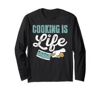 Cocinar Es Vida Frase Divertida De Chef Manga Larga