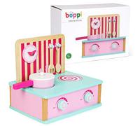 boppi Cocinita de Mesa de Madera Jugar a Las comiditas sobre una Mesa con vitrocerámica y Utensilios de Cocina y sartén para niños y niñas Mayores de 3 años