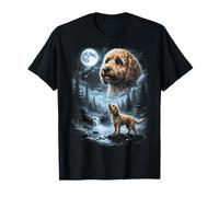 Cockapoo Howling to The Moon Retro Doodle Doodle Dog Camiseta