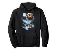 Cockapoo Howling to The Moon Retro Doodle Doodle Dog Sudadera con Capucha