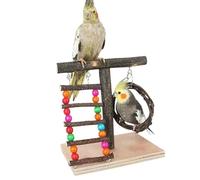 Cockatiel Bird Playground - Wooden Standing Perch, Tabletop Parrot Playstand, Training Activity Station, Durable Cage Toy | Interactive Play Kit, Ideal For Cockatiels Budgies Small Parrots Fun