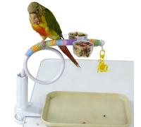 Cockatiel Perch - Parrot Perch With Food Bowl Bendable Toys | Macaw Perchs Bird Accessories | Conure Perchs Parrot Stand Set For Enrichment Training Boredom Climbing Standing Foraging Parakeet