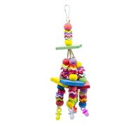 Cockatiel Toys - Colorful Bird Chew Accessories for Pet Enrichment | Natural Wood and Acrylic Beads with Hanging Hook, Interactive Cage Activity Decor for Balcony Patio Garden