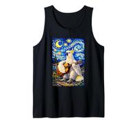 Cockatoo Parrot Playing Guitar Whimsical Art Music Camping Camiseta sin Mangas
