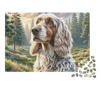 Cocker Spaniel Americano 1000 Piezas Rompecabezas Imposible Actividades Familiares Cocker Spaniel en el Bosque Jigsaw Desafíos Difíciles para Regalo 70x50cm/1000pcs