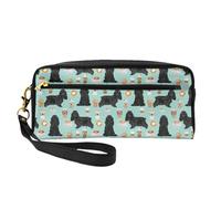 Cocker Spaniel con Cafés Perro Cocker Spaniel Negro, Bolsa de Maquillaje Bolsa de cosméticos Bolsa de Aseo de Viaje portátil Estuche de Cuero para Mujeres y niñas