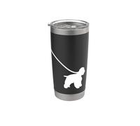 Cocker Spaniel en una correa perro - mamá papá mascota lindo cachorro divertido Vaso térmico de acero inoxidable de doble pared
