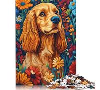 Cocker Spaniel in A Garden of Blooms Dog Wall Art Print Puzzles Imposible,desafío for Adults Juego Educativo 1000 Piezas Obra De Arte De Juego De para Adultos Y Niños A Partir De 12 Años 300pcs (40x