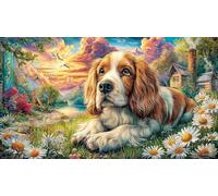 Cocker-Spaniel-in-Field Puzzle Adultos 1000 Piezas Juego Educativo relajación Papel Reciclado Actividad en casa Regalo 38x52/1000pcs