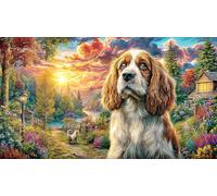 Cocker-Spaniel-in-Forest-at-Sunset 1000 Piezas Puzzle Educativo Papel Reciclado Juego Familiar Desafiante para Adultos 70x50/1000pcs