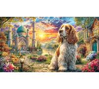 Cocker-Spaniel-in-Mountain-Landscape 1000 Piezas Puzzle Educativo desafiante Papel Reciclado para Adultos Actividad en casa Idea de Regalo 38x26/1000pcs