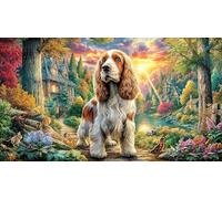 Cocker-Spaniel-in-Mystical-Forest Puzzle Adultos 1000 Piezas Juego Educativo relajación Papel Reciclado Actividad en casa Regalo 38x52/1000pcs
