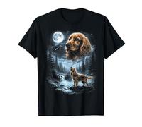 Cocker Spaniel Inglés Howling to The Moon Retro 90's Dog Camiseta