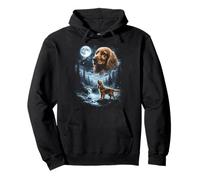Cocker Spaniel Inglés Howling to The Moon Retro 90's Dog Sudadera con Capucha