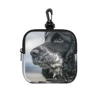 Cocker Spaniel inglés, Orejas Grandes y rizadas, Color Negro.,Bolsa de Almacenamiento Cuadrada con Cremallera, Monedero de Neopreno, Carteras pequeñas, Monedero pequeño, Monedero