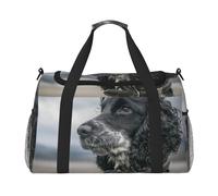 Cocker Spaniel inglés, Orejas Grandes y rizadas, Color Negro.,Bolsas Deportivas, Bolsos de Viaje Deportivos Cruzados de Mano, Bolsas de Viaje de Gran Capacidad para Mujeres y Hombres.