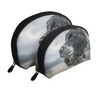 Cocker Spaniel Inglés Orejas Grandes Y Rizadas Negro, Bolsa de Maquillaje de Concha, Monedero pequeño para Mujer, Bolsa de artículos de tocador, Bolsa de cosméticos, 2 Piezas