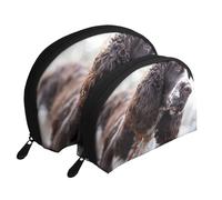 Cocker Spaniel Inglés Perros Rizados Blanco Parduzco, Bolsa de Maquillaje de Concha, Monedero pequeño para Mujer, Bolsa de artículos de tocador, Bolsa de cosméticos, 2 Piezas