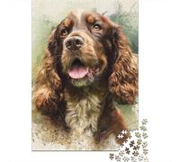 Cocker Spaniel Inglés Puzzle Acuarela Perro para Adultos Y Niños, 1000 Piezas De Diversión En Familia, Un Desafío Emocionante para La Noche De Juegos 38x26cm/1000pcs