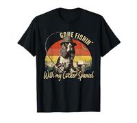 Cocker Spaniel Perro Retro Vintage Día del Padre Divertido Pescador Camiseta