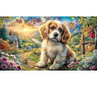 Cocker-Spaniel-Puppy-in-Meadow 1000 Piezas Puzzle Reciclado Juego Educativo desafiante para Adultos Regalo para Mujeres y Hombres 38x52/1000pcs