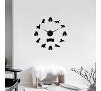 Cocker Spaniel - Reloj de pared de acrílico 3D gigante con diseño de cachorro, autoadhesivo, diseño de cachorro, reloj de cuarzo Beagle para amantes de los perros (negro, 27 pulgadas)