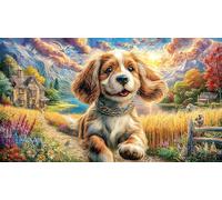 Cocker-Spaniel-Running-in-Field 1000 Piezas Puzzle Reciclado Juego desafiante Educativo para relajación Creatividad Regalo 38x26/1000pcs