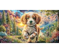 Cocker-Spaniel-Running-in-Forest 1000 Piezas Puzzle Adultos Papel Reciclado Juego desafiante Educativo Regalo para Mujeres y Hombres 38x52/1000pcs