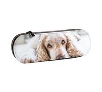 Cocker Spaniel Spaniel Marrón Perros Tristes Perros Mascotas, Estuche para lápices Estuche para lápices de Cuero de PU Estuche para lápices de Gran Capacidad Estuche para lápices Bolsa de cosméticos