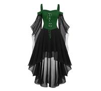 Cocktail Dresses for Women Plus Size Fashion Gothic Midi Dress Croset Long Flared Sleeve Irregular Length Short Chiffon Party(Hot Pink,M)