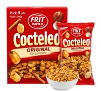 Cocktail Frutos Secos sin cascara, Cóctel de maíz y productos de aperitivo aromatizados, cacahuetes, habas, garbanzos y maíz gigante, Sin Gluten, Producto Español, Contiene 4 unidades de 300 g