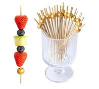 Cocktail Toothpicks - 100 Piece Set Of Long Natural Sticks For Appetizers, Elegant Decorative Finish Rustic Style, 16cm Extended Length + 100 Count Value Pack, Sustainable Food Grade Wood Construction