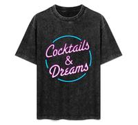 Cocktails and Dreams Retro 80S Cocktail Tom Cruise Movie Film T-Shirt Mens Black Tees Unisex Shirt L