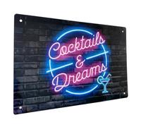 Cocktails & Dreams - Letrero de metal para bar, accesorios de bar para el hogar
