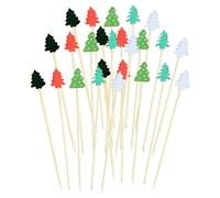 Cocktailspieße Holz,Fingerfood Spieße,Cocktail Deko Zubehör,12cm Zahnstocher,Bunt Cocktail Sticks für Geburtstag100 x Essensspieße, 11,9 cm große Cocktailspieße, Weihnachtsbaum, Schneeflocken, Weihnac