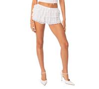 CocMouse Pantalones cortos con volantes para mujer, cintura elástica, lazo frontal, encaje en capas, pantalones de calabaza Y2k Sweet Pettipants, blanco, M