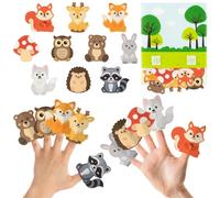 COcnny Marionetas de dedo de animales del bosque, 11 marionetas de dedo de fieltro de animales del bosque con bolsa de almacenamiento, para hacer manualidades para niños, haz tus propios juguetes de