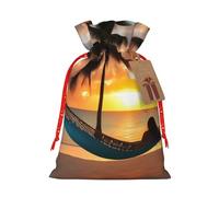 Coco Beach Sunset Hamaca impresión Navidad regalos bolsas bolsas regalo regalo regalo Navidad cordón bolsas bolsas bolsas de almacenamiento de tela