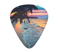 Coco Beach Sunset Hamaca Púas Guitarra Clásica Triángulo Bajo Guitarra Acústica y Eléctrica Púas Para Guitarristas 12 Piezas