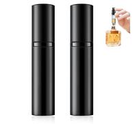 Coco Berming 2 Piezas Atomizador Perfume Recargable, Mini Pulverizador Portátil 5ml sin Fugas, Frasco Perfume para Viaje, Botella Spray Colonia Rellenable (Negro x 2)