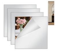 Coco Berming 4 Piezas Espejo Adhesivo de Pared Acrílico, Espejos Adhesivos de Paredc 20x20cm, Espejo Pegatina Flexibles para Decoración del Hogar Baño Dormitorio Sala de Estar Armario (4)