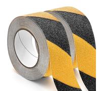 Coco Berming Cinta Adhesiva Antideslizante 50mm x 10m, Tiras Antideslizantes, Cinta de Seguridad para Escaleras, Rampas y Suelos, Interior y Exterior (negro/amarillo)