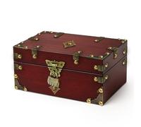 Coco Berming Cofre del Tesoro Vintage con Cerradura de Combinación, 24 x 17 x 9.5 cm Caja de Joyería, Caja de Almacenamiento, Baúl para Decoración, Boda y Escape Room (Marrón rojizo)